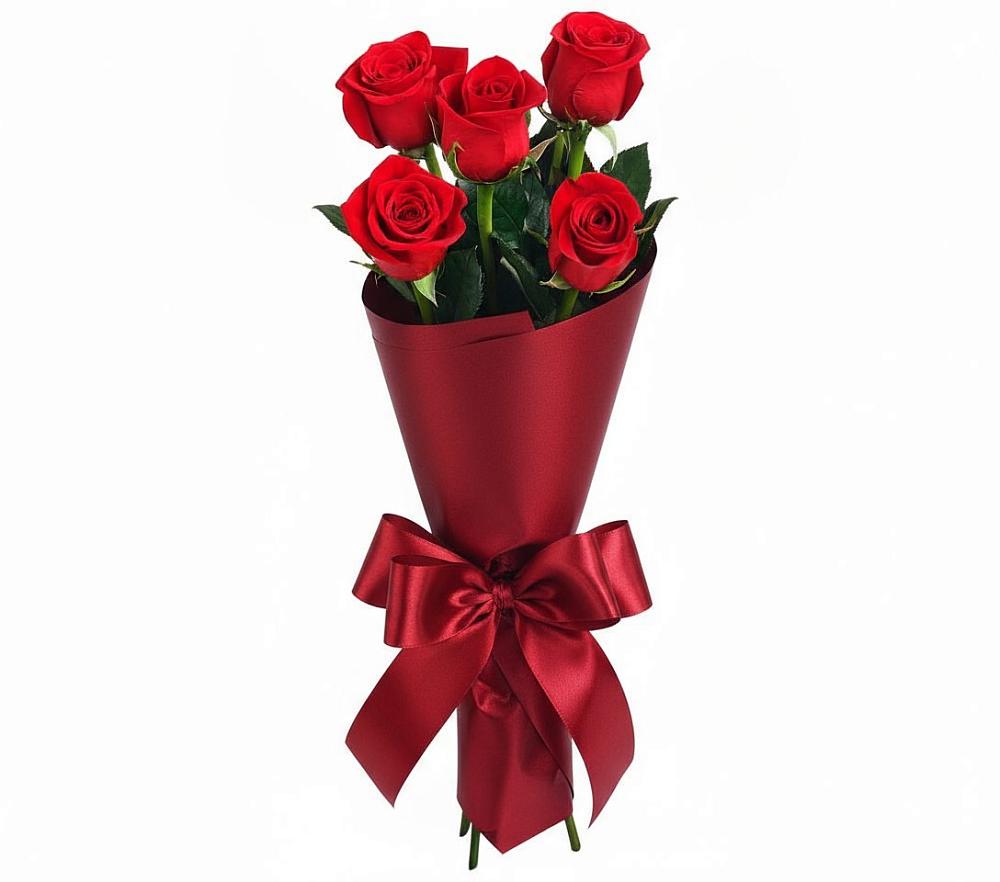 Букет 5 Красных роз Эдлесс Лав в Енотаевке