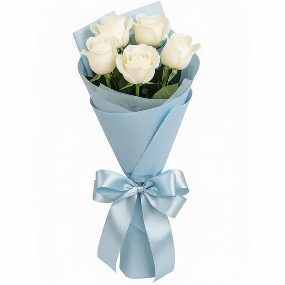Букет 5 Белых роз Проуд в Енотаевке