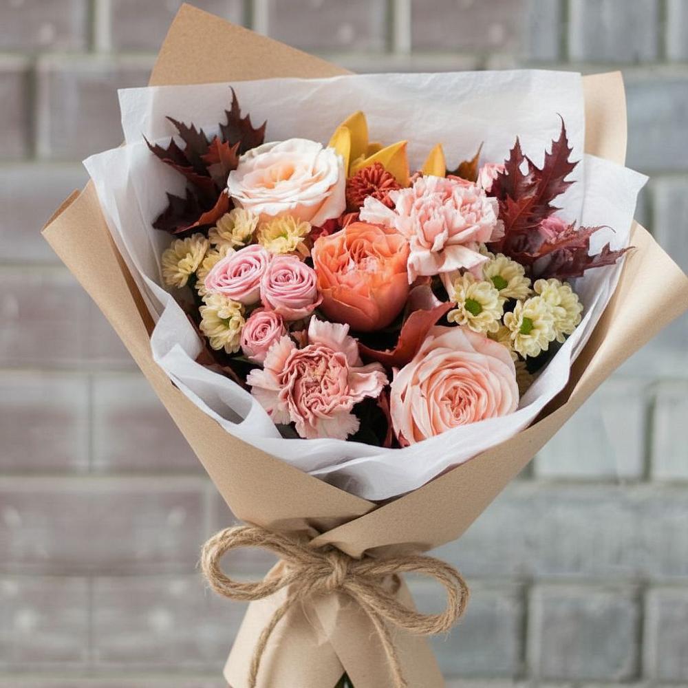 Букет цветов из: Гвоздики, Хризантемы и Розы в Енотаевке