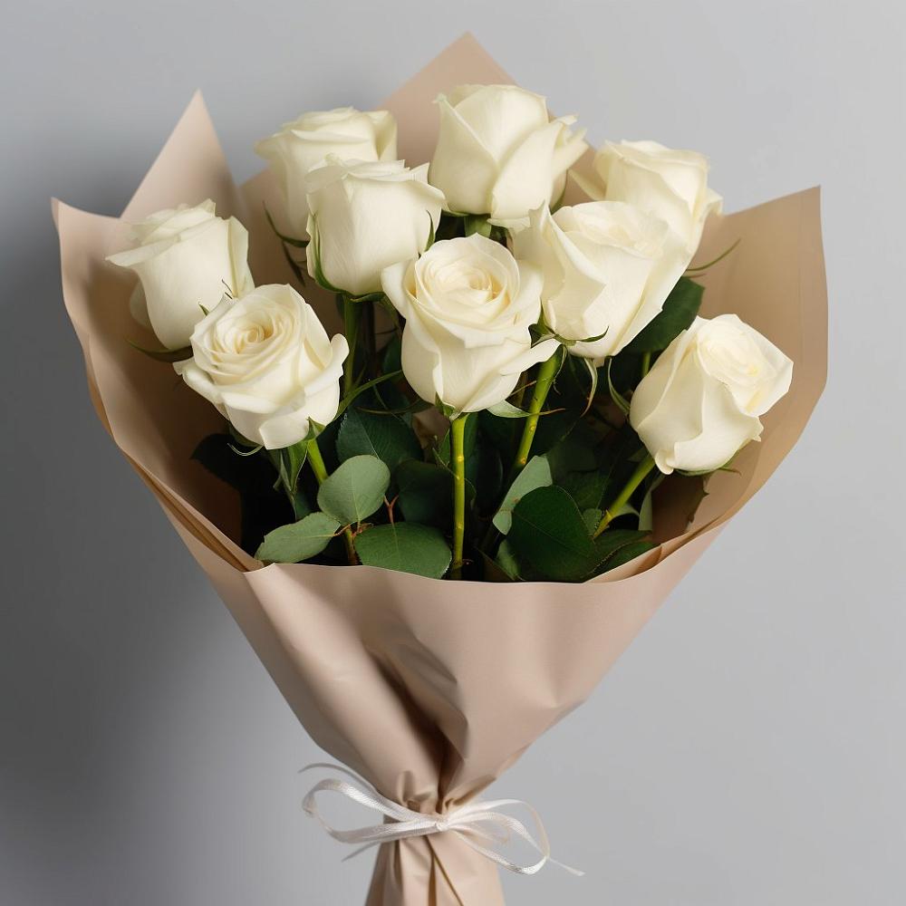 Букет 9 Белых роз Эдлесс Лав в Енотаевке