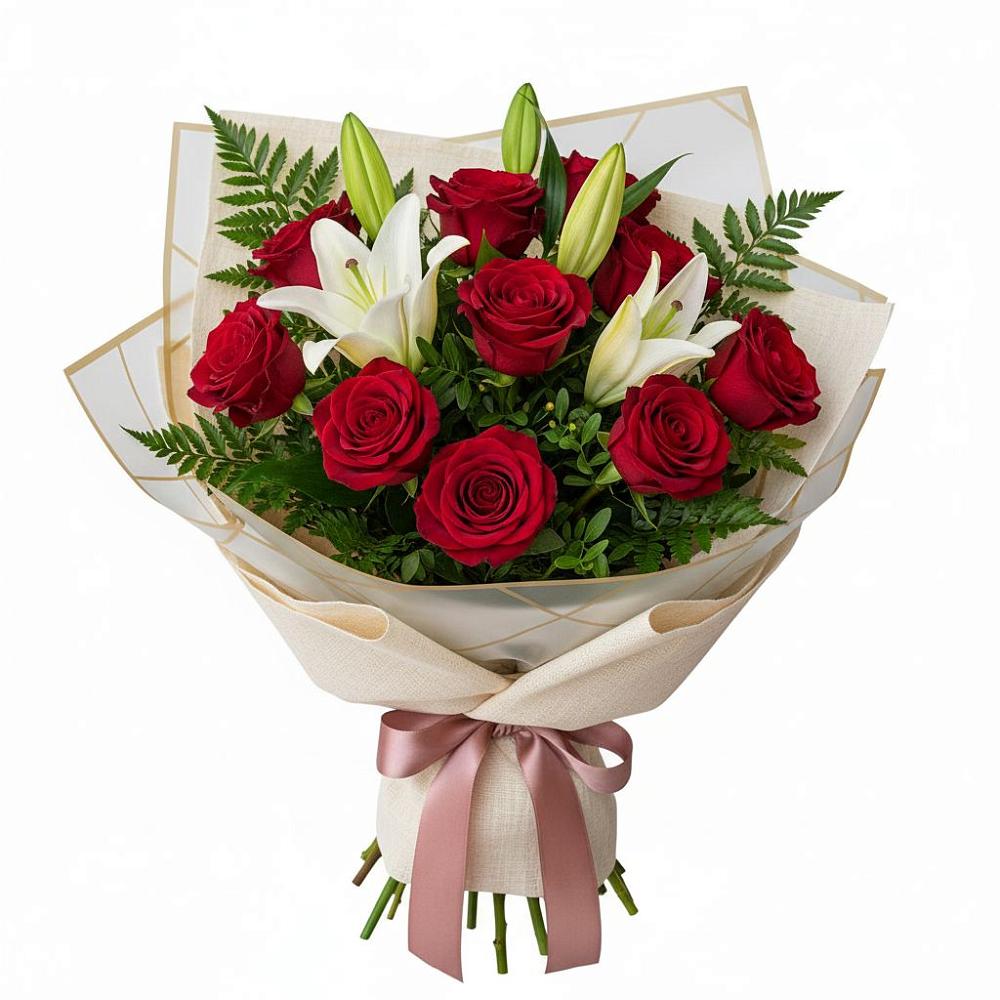 Букет цветов из: Лилии и Розы в Енотаевке