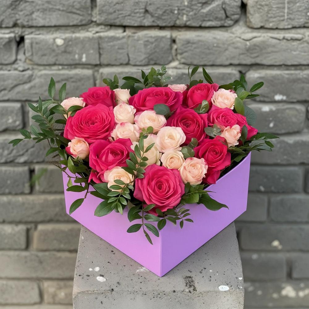 Цветочная композиция из Розы в коробке в Енотаевке