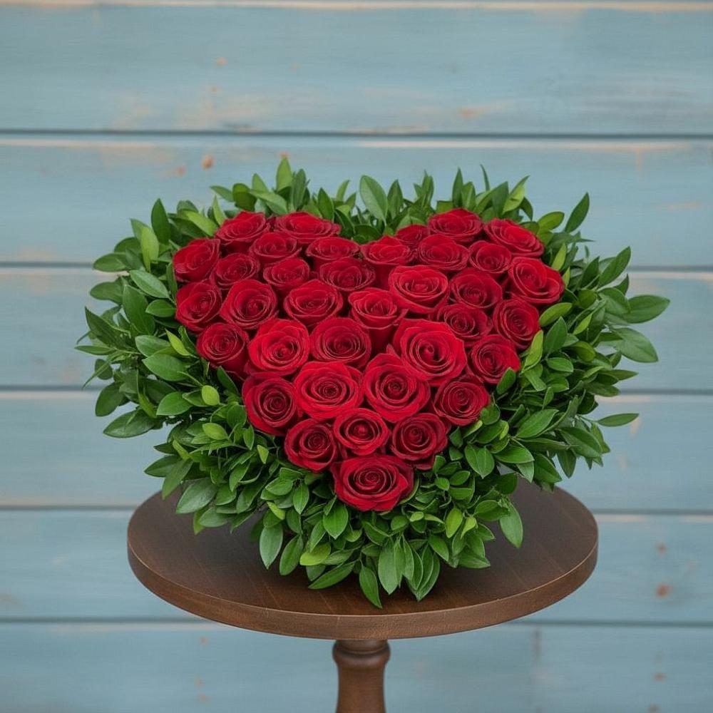 Цветочная композиция из Розы в виде сердца в Енотаевке