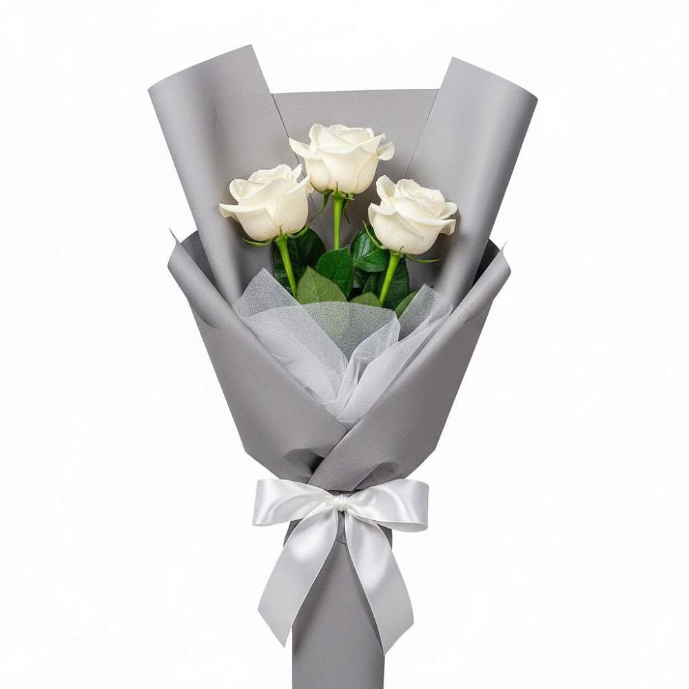 Букет 3 белые розы в Енотаевке