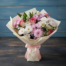 Букет цветов из:  Хризантемы, Альстромерии и Розы в Енотаевке